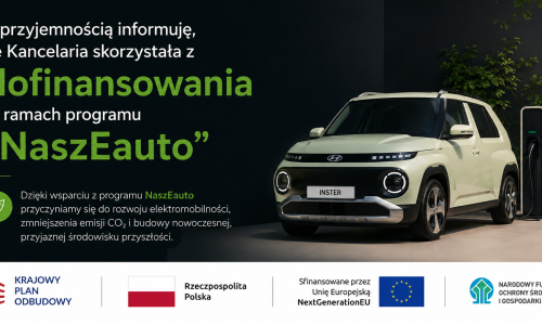Informacja o&nbsp;uzyskaniu dofinansowania w&nbsp;ramach programu „NaszEauto”